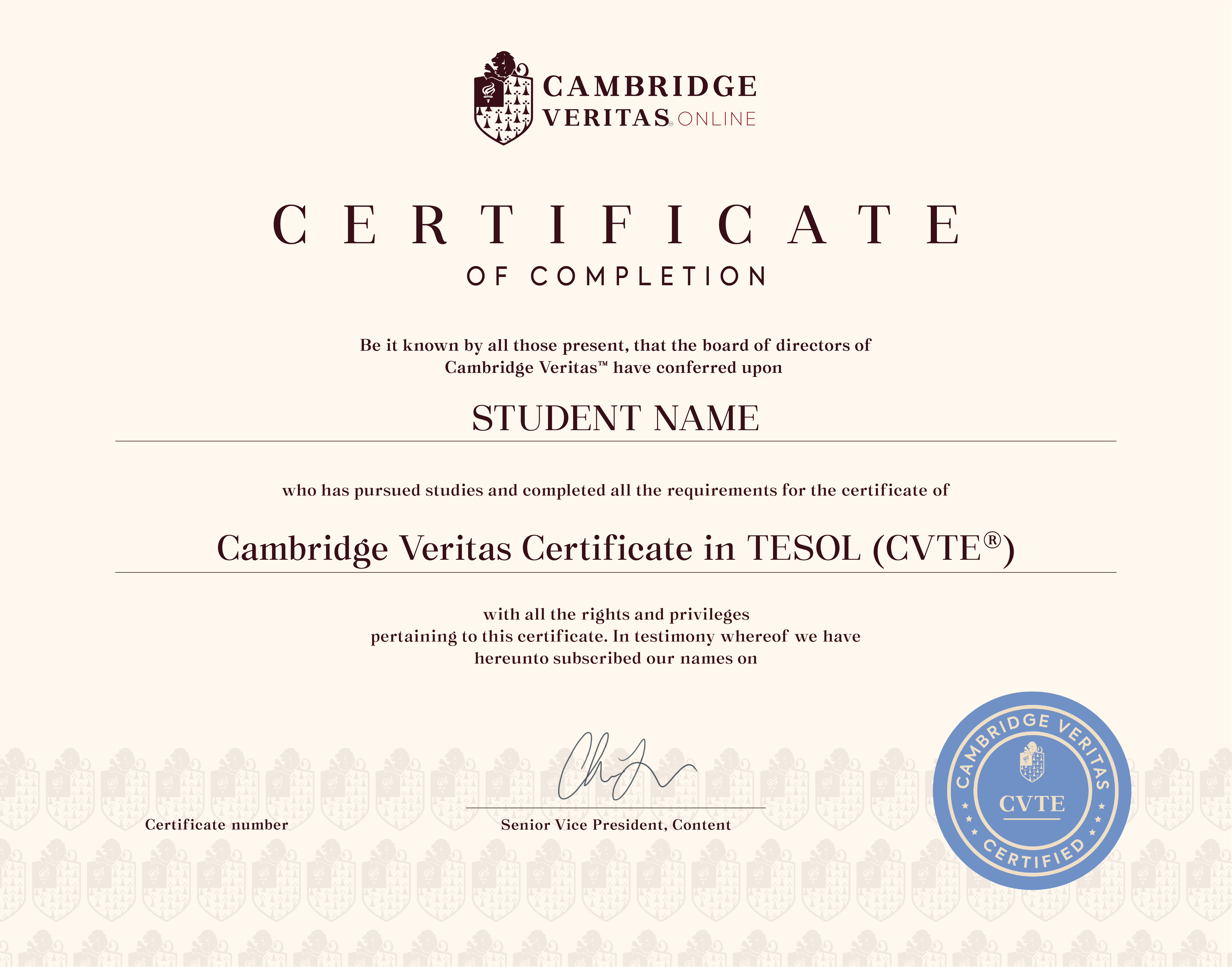 Cambridge Veritas Certificate in TESOL