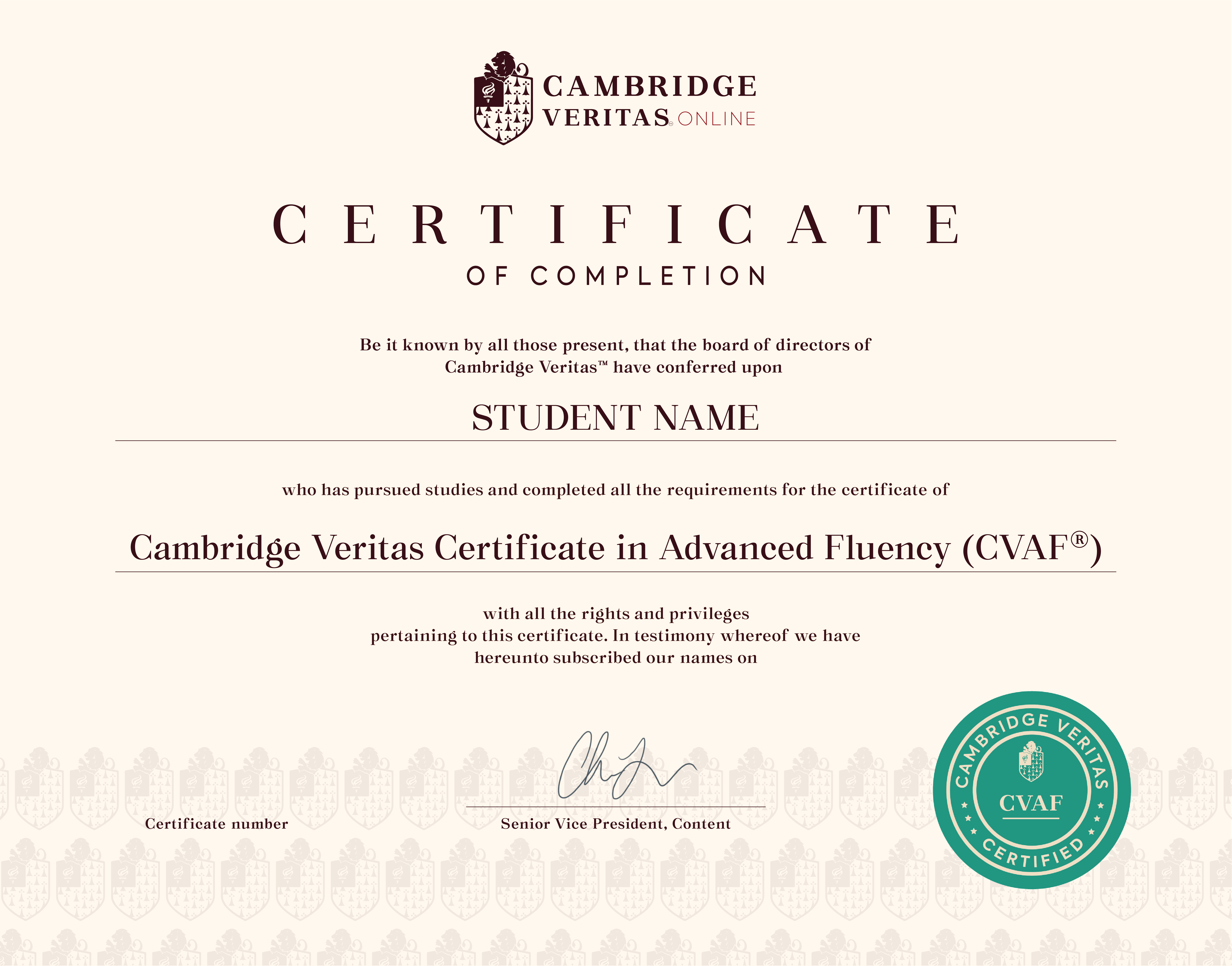 Cambridge Veritas Certificate in Advanced Fluency