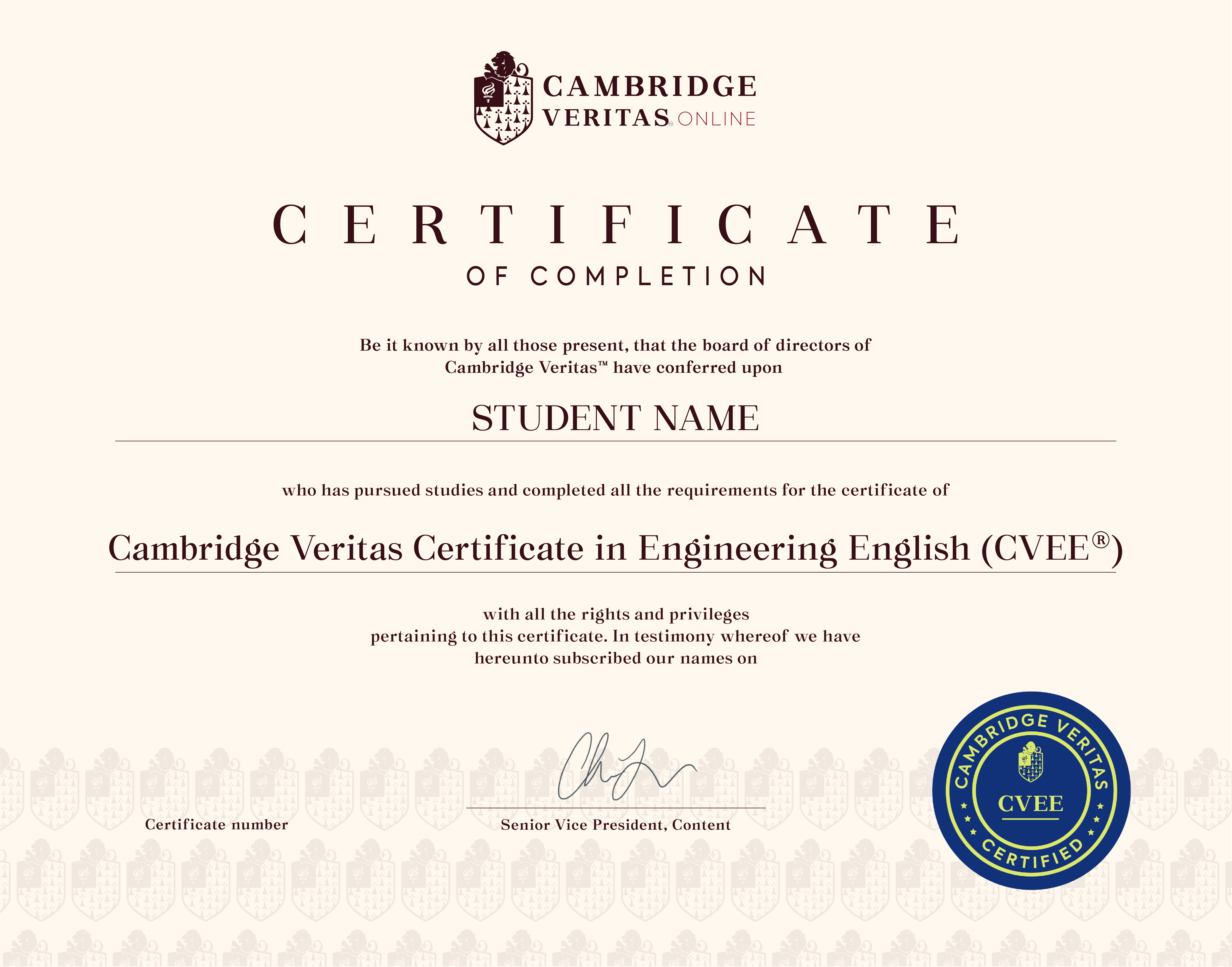 Cambridge Veritas Certificate in Engineering English