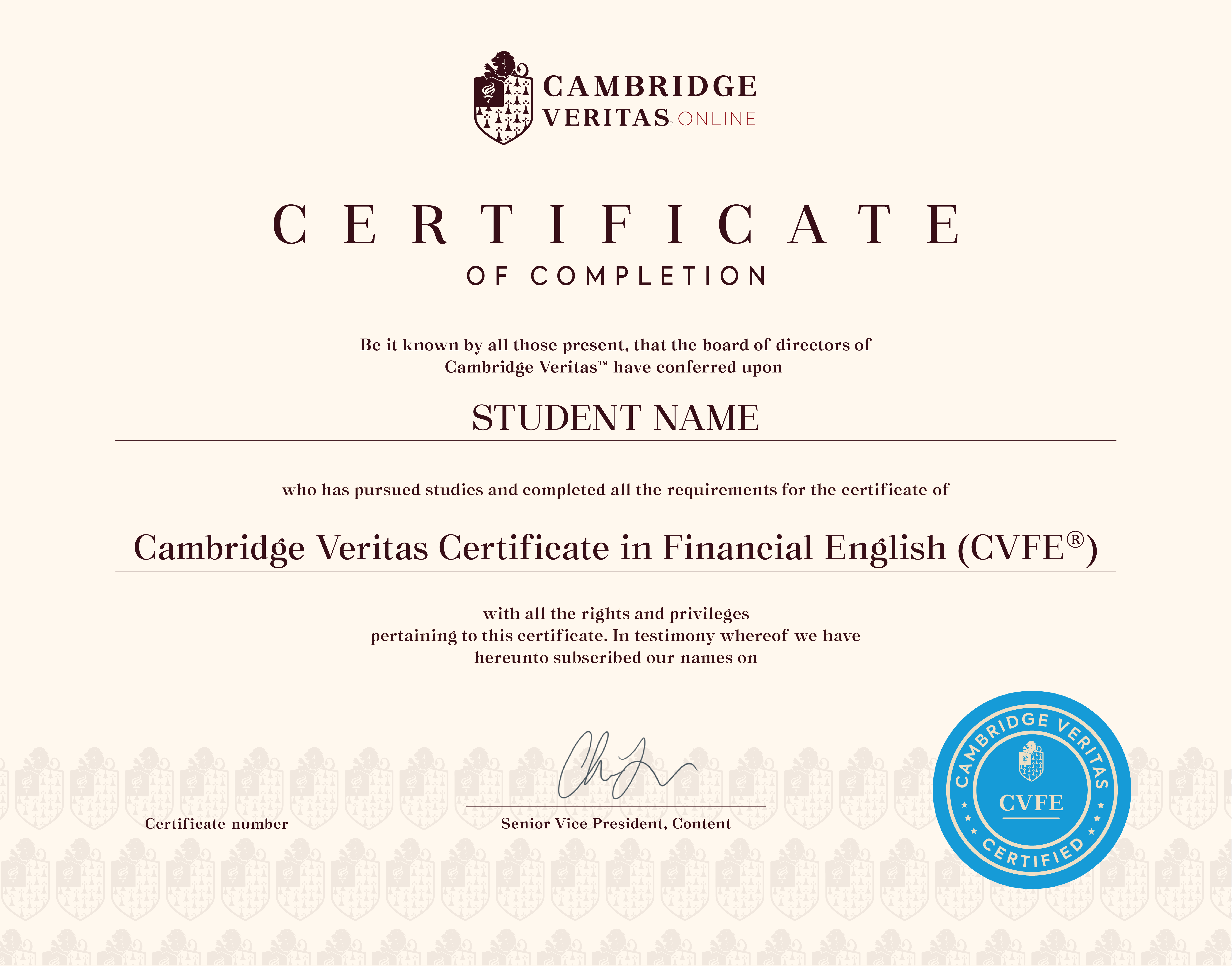 Cambridge Veritas Certificate in Financial English