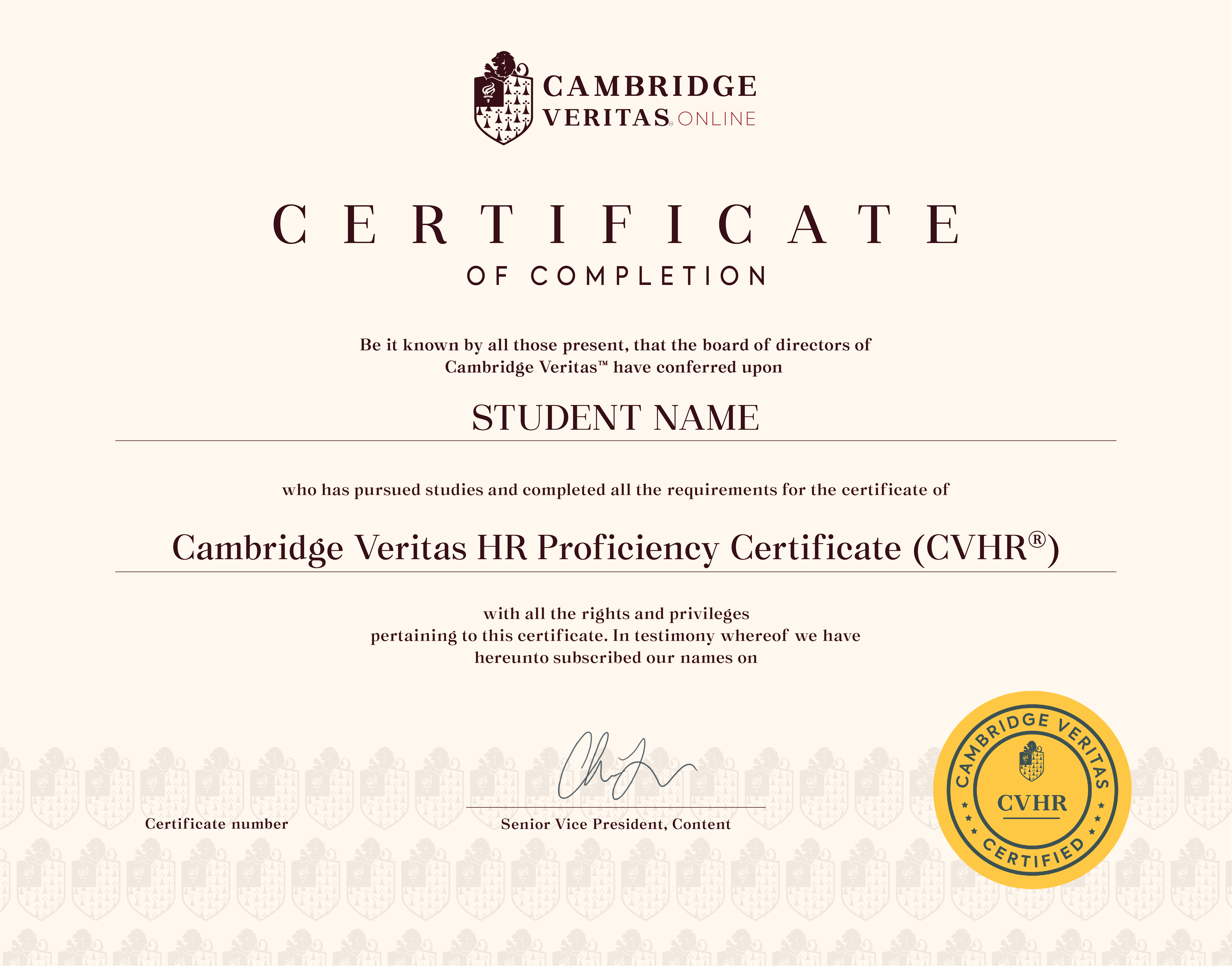 Cambridge Veritas HR Proficiency Certificate