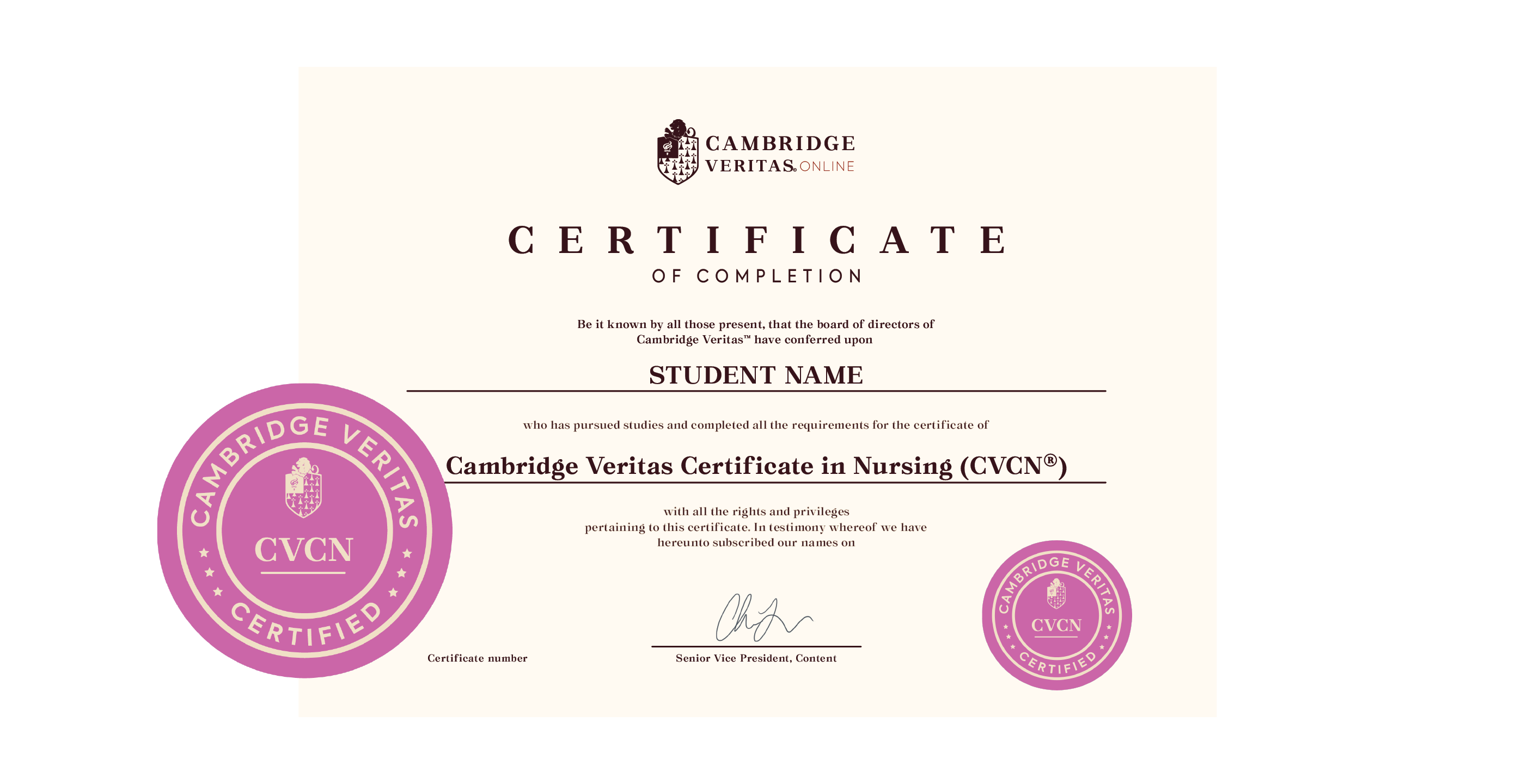 Cambridge Veritas Certificate in Nursing